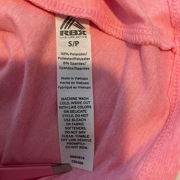 RBX Active Soft V-Neck Tee Pink Marled Flowy Knit Short‎ Sleeve Athletic S - Picture 7 of 8